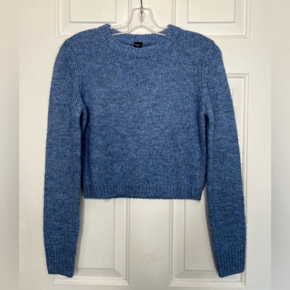 NWT Icone Simons Alpaca Wool Crewneck Sweater XS Blue Melange - Picture 2 of 13